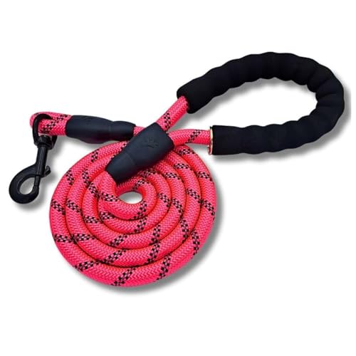 DogCatz Starke Hundeleine, Weicher, bequemer gepolsterter Griff, hochreflektierende Fäden, robuste 1,5 m Seilleinen für Hunde (klein, Rosa) von DogCatz