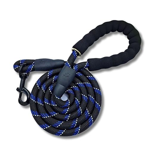 DogCatz Starke Hundeleine, weicher, bequemer gepolsterter Griff, hochreflektierende Fäden, robuste 1,5 m lange Seilleinen für Hunde (klein, blau und schwarz) von DogCatz