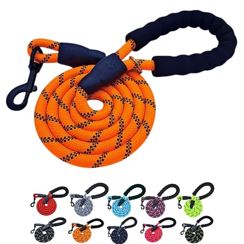 DogCatz Starke Hundeleine aus Seil, mittelgroße und große Hunde, weich gepolsterter Griff, stark reflektierend, robuste 1,5 m lange Leinen (Orange) von DogCatz