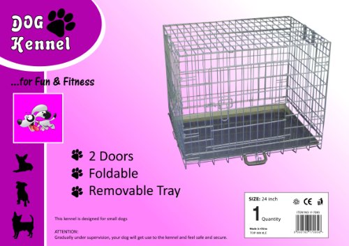 Hundekäfig/Hundekäfig, rostfreies Metall, 2 Türen, 91,5 cm x 61 x 64 cm, silberfarben Hundekäfig/Hundekäfig, rostfreies Metall, 2 Türen, 91,5 cm x 61 x 64 cm, silberfarben von DogKennels