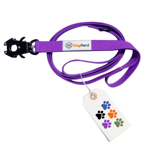 DogNerd Taktische Hundeleine aus Silikon mit doppeltem Griff, für mittelgroße und große Rassen, Schnellverschlusskarabiner, beschichtetes Nylon, strapazierfähig, starker Abzieher, Trainingsleine, 1,8 von DogNerd
