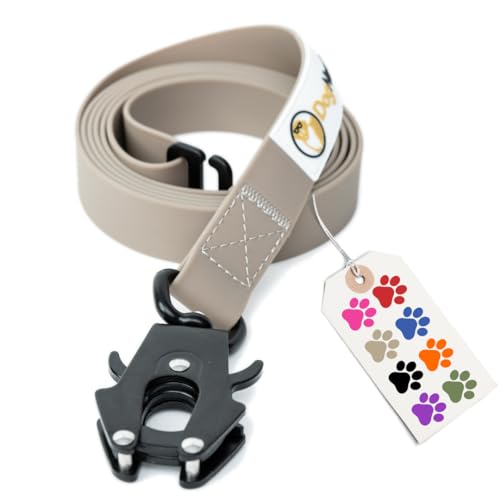 DogNerd Taktische Hundeleine für mittelgroße und große Hunde (1,8 m) | PVC-beschichtetes Nylon, robuste Leine mit Schnellentriegelungs-Frosch-Clip | integrierter G-Clip-Griff der Hundetrainingsleine von DogNerd