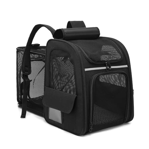 Dogat KatzenRucksack Groß Raum, Haustier Rucksäcke für Katzen Hunde bis 12KG, Faltbar Katzenrucksack, Tragbare und Erweiterbare Ourdoor Raum Tragetasche, Front Opening-Mesh Fenstertaschen, Schwarz Dogat KatzenRucksack Groß Raum, Haustier Rucksäcke für Katzen Hunde bis 12KG, Faltbar Katzenrucksack, Tragbare und Erweiterbare Ourdoor Raum Tragetasche, Front Opening-Mesh Fenstertaschen, Schwarz von Dogat