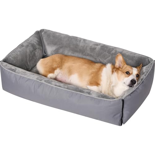Dogat Hundebett waschbar, Hundesofa, 63x52cm | 4 Größen (S-XL), Flanell-Oberfläche, rutschfest, Hundekissen mit Reißverschluss für kleine, mittlere & große Hunde, Grau Dogat Hundebett waschbar, Hundesofa, 63x52cm | 4 Größen (S-XL), Flanell-Oberfläche, rutschfest, Hundekissen mit Reißverschluss für kleine, mittlere & große Hunde, Grau von Dogat
