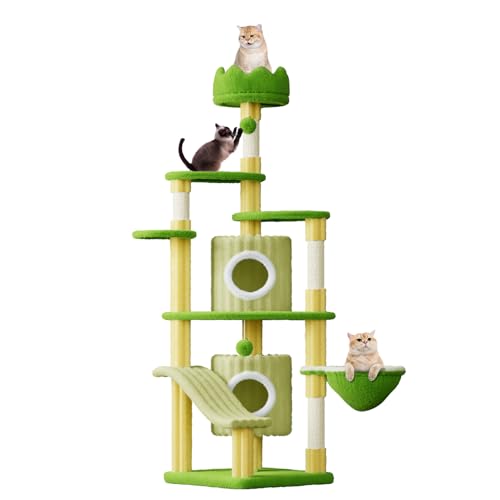 Dogat Katzenbaum 162 cm - Grüner Kratzbaum mit Kippschutz, Schräge für einfaches Klettern, große Plattform, Höhle, Liegemulde & Katzenspielzeug Dogat Katzenbaum 162 cm - Grüner Kratzbaum mit Kippschutz, Schräge für einfaches Klettern, große Plattform, Höhle, Liegemulde & Katzenspielzeug von Dogat