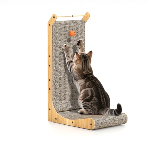 Dogat Katzenkratzer L-förmiges Katzenkratzbrett 68 cm hoch vertikaler Kratzbaum mit Ball Spielzeug Möbelschutz für Innenkatzen Karton 68 cm Dogat Katzenkratzer L-förmiges Katzenkratzbrett 68 cm hoch vertikaler Kratzbaum mit Ball Spielzeug Möbelschutz für Innenkatzen Karton 68 cm von Dogat