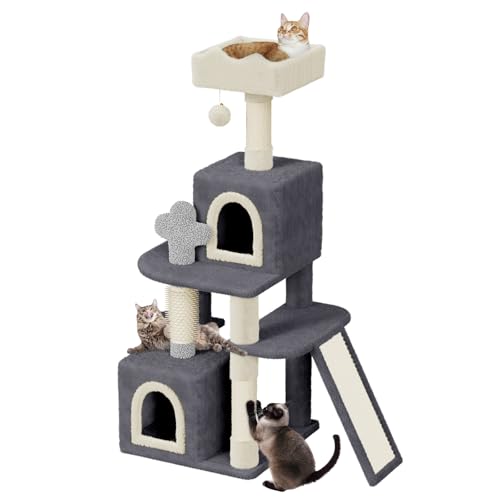 Dogat Kratzbaumturm, 131 cm, Katzenkletterturm, Kratzbäume, baumelnder Ball, mit Höhlen und Leiter, Katzen-Aktivitätszentrum für Indoor-Katzen, Dunkelgrau Dogat Kratzbaumturm, 131 cm, Katzenkletterturm, Kratzbäume, baumelnder Ball, mit Höhlen und Leiter, Katzen-Aktivitätszentrum für Indoor-Katzen, Dunkelgrau von Dogat