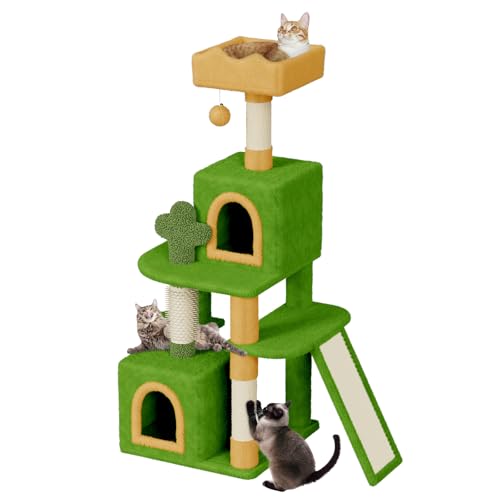 Dogat Kratzbaumturm, 131 cm, Katzenkletterturm, Kratzbäume, baumelnder Ball, mit Höhlen und Leiter, Katzen-Aktivitätszentrum für Indoor-Katzen, Grün Dogat Kratzbaumturm, 131 cm, Katzenkletterturm, Kratzbäume, baumelnder Ball, mit Höhlen und Leiter, Katzen-Aktivitätszentrum für Indoor-Katzen, Grün von Dogat