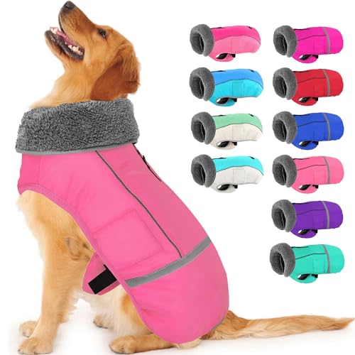 Dogcheer Hundemantel Fleecehalsband, reflektierende Hunde-Winterjacke für kaltes Wetter, wasserdicht, winddicht, Haustierbekleidung, warme Welpenweste für kleine, mittelgroße und große Hunde von Dogcheer