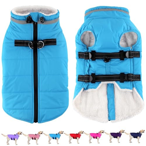 Dogcheer Hundemantel mit Geschirr, wasserdichte Hundejacke, verstellbar, Haustier-Wintermantel mit Reißverschluss, Weihnachtswelpe, Schnee-Jacke, Fleecepullover für kleine, mittelgroße und große Hunde Dogcheer Hundemantel mit Geschirr, wasserdichte Hundejacke, verstellbar, Haustier-Wintermantel mit Reißverschluss, Weihnachtswelpe, Schnee-Jacke, Fleecepullover für kleine, mittelgroße und große Hunde von Dogcheer