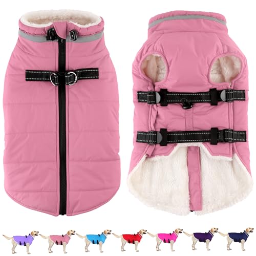 Dogcheer Hundemantel mit Geschirr, wasserdichte Hundejacke, verstellbarer Wintermantel mit Reißverschluss, Weihnachts-Welpen-Schneejacke, Fleecepullover für kleine, mittelgroße und große Hunde Dogcheer Hundemantel mit Geschirr, wasserdichte Hundejacke, verstellbarer Wintermantel mit Reißverschluss, Weihnachts-Welpen-Schneejacke, Fleecepullover für kleine, mittelgroße und große Hunde von Dogcheer