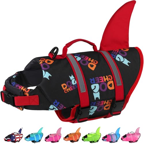 Dogcheer Hundeschwimmweste, niedlicher Hai-Hundeschwimmweste zum Schwimmen, Bootfahren, mit überlegenem Auftrieb und Rettungsgriff, verstellbare Welpen-Schwimmweste, Haustierschwimmweste für kleine Dogcheer Hundeschwimmweste, niedlicher Hai-Hundeschwimmweste zum Schwimmen, Bootfahren, mit überlegenem Auftrieb und Rettungsgriff, verstellbare Welpen-Schwimmweste, Haustierschwimmweste für kleine von Dogcheer