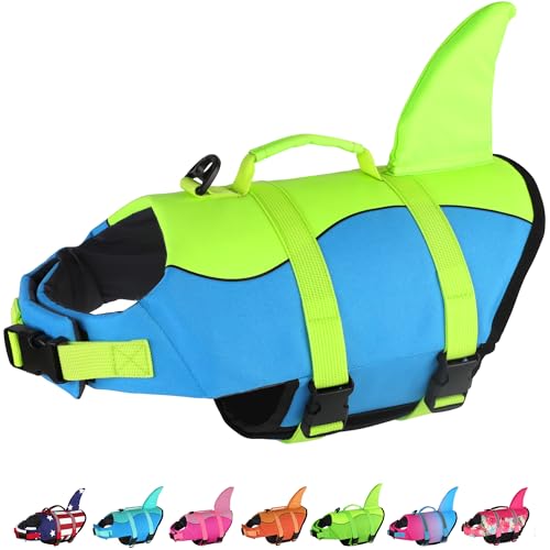 Dogcheer Hundeschwimmweste, niedlicher Hai-Hundeschwimmweste zum Schwimmen, Bootfahren, mit überlegenem Auftrieb und Rettungsgriff, verstellbare Welpen-Schwimmweste, schwimmende Weste für kleine, Dogcheer Hundeschwimmweste, niedlicher Hai-Hundeschwimmweste zum Schwimmen, Bootfahren, mit überlegenem Auftrieb und Rettungsgriff, verstellbare Welpen-Schwimmweste, schwimmende Weste für kleine, von Dogcheer