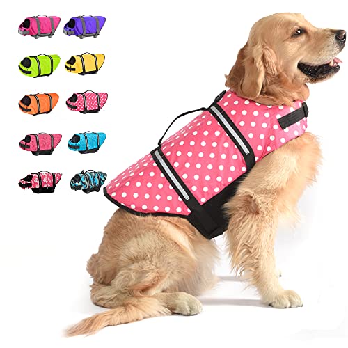 Dogcheer Ripstop Hundeschwimmweste, Reflektierende & Verstellbare Hundeschwimmweste zum Schwimmen Bootfahren, Welpen-Schwimmweste Haustier Schwimmweste PFD mit Rettungsgriff für kleine, mittelgroße von Dogcheer
