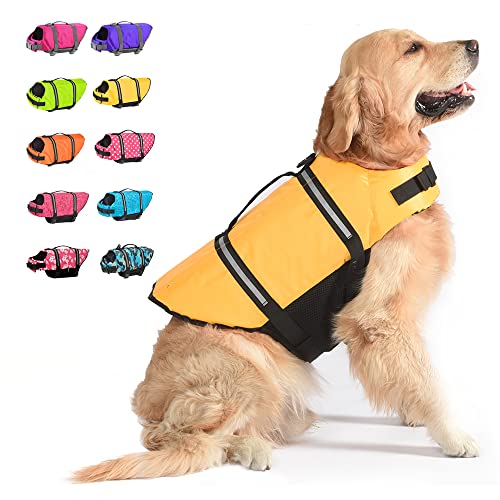 Dogcheer Schwimmweste für Hunde, Größe S, M, L, reflektierend, mit verbessertem Auftrieb und Rettungsgriff zum Schwimmen von Dogcheer