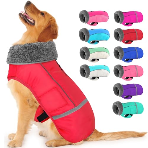 Dogcheer Warmer Hundemantel, Fleece-Halsband, Winter-Hundekleidung, reflektierende Haustierjacke, Bekleidung für kaltes Wetter, wasserdicht, winddicht, Weste für kleine, mittelgroße und große Hunde von Dogcheer