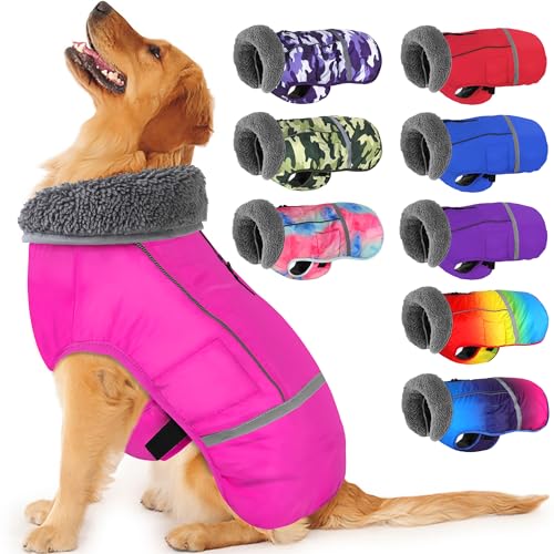 Dogcheer Warmer Hundemantel, Fleece-Kragen, Winter-Hundekleidung, reflektierende Haustierjacke für kaltes Wetter, wasserdicht, winddicht, für Welpen, Weste für kleine, mittelgroße und große Hunde Dogcheer Warmer Hundemantel, Fleece-Kragen, Winter-Hundekleidung, reflektierende Haustierjacke für kaltes Wetter, wasserdicht, winddicht, für Welpen, Weste für kleine, mittelgroße und große Hunde von Dogcheer