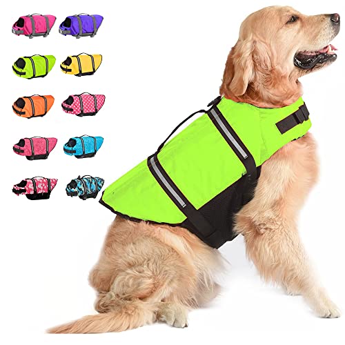 Hundeschwimmweste, Dogcheer Haustier-Schwimmweste, verstellbare Welpen-Schwimmweste, Flotation Badeanzug für kleine, mittelgroße und große Hunde zum Schwimmen und Bootfahren von Dogcheer