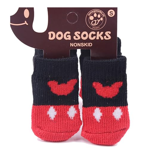 DoggKKin 4 Paar Hundesocken Pfoten stoppen Lecken | rutschfeste Welpenschuhe für kleine Hunde (S/M/L Größen) - Perfekte Traktion & Komfort für Schuh Hundepfoten! Schutz für Hartholzböden Indoor Wear von DoggKKin