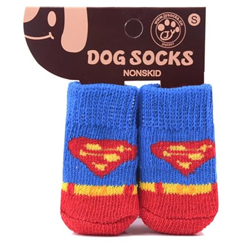 DoggKKin 4 Paar Hundesocken Pfoten stoppen Lecken | rutschfeste Welpenschuhe für kleine Hunde (S/M/L Größen) - Perfekte Traktion & Komfort für Schuh Hundepfoten! Schutz für Hartholzböden Indoor Wear von DoggKKin