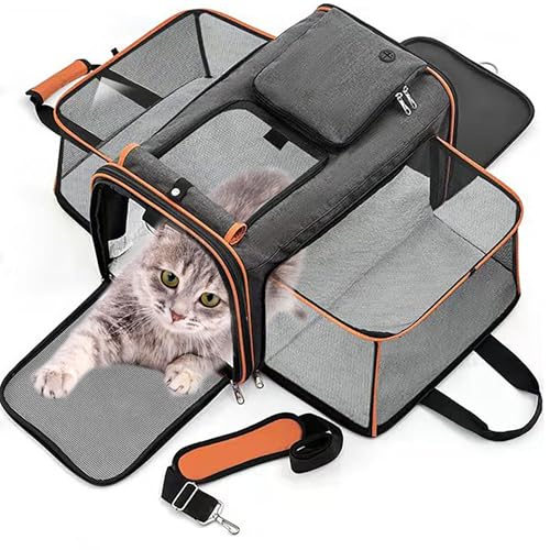 DoggKKin Faltbarer Katzentragerrucksack, leichte und belüftete Haustier-Reisetasche für kleine Katzen und Hunde, wasserdichtes und langlebiges Design für Auto, Flugzeug und Outdoor-Abenteuer von DoggKKin