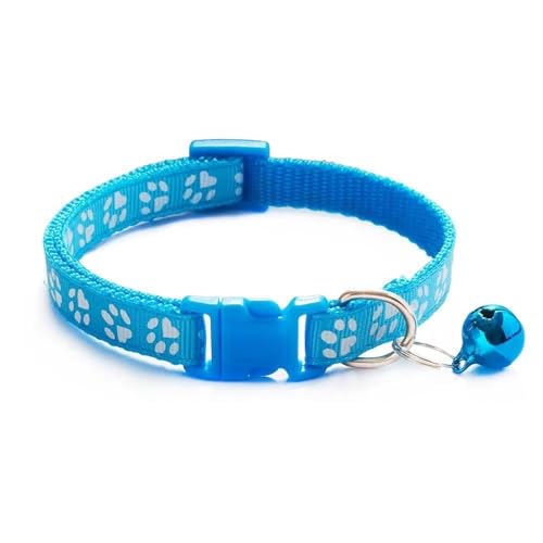 Doggie Style Store Halsband für Hunde, Welpen, Größe S, M, 2 Größen, Pfotenabdruck-Design mit Glöckchen, Nylon, verstellbar, Hellblau, Größe M Doggie Style Store Halsband für Hunde, Welpen, Größe S, M, 2 Größen, Pfotenabdruck-Design mit Glöckchen, Nylon, verstellbar, Hellblau, Größe M von Doggie Style Store