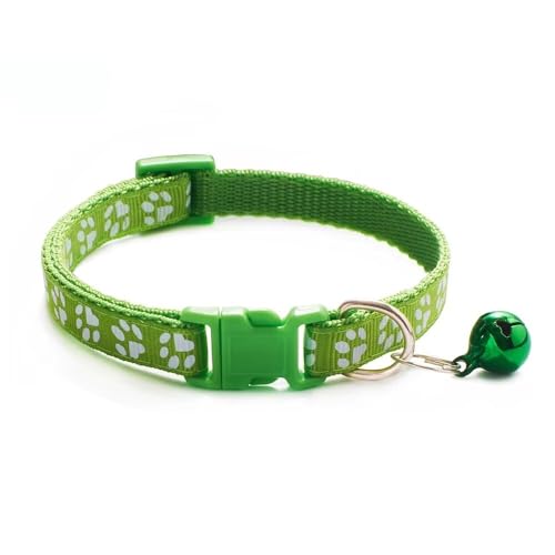 Doggie Style Store Halsband für Hunde, Welpen, Größe S, M, 2 Größen, Pfotenabdruck-Design mit Glöckchen, Nylon, verstellbar, Limettengrün, Größe S Doggie Style Store Halsband für Hunde, Welpen, Größe S, M, 2 Größen, Pfotenabdruck-Design mit Glöckchen, Nylon, verstellbar, Limettengrün, Größe S von Doggie Style Store