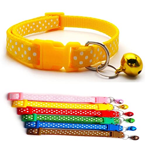 Doggie Style Store Halsband für kleine Hunde und Katzen, Nylon, mit Glöckchen, verstellbar, Schnellverschluss, Gelb von Doggie Style Store