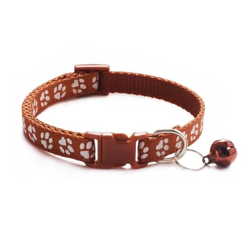 Doggie Style Store Hundehalsband, Größe S, M, 2 Größen, Pfotenabdruck-Design mit Glöckchen, Nylon, verstellbar, Braun, Größe S Doggie Style Store Hundehalsband, Größe S, M, 2 Größen, Pfotenabdruck-Design mit Glöckchen, Nylon, verstellbar, Braun, Größe S von Doggie Style Store