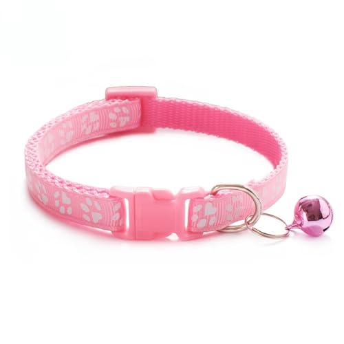 Doggie Style Store Hundehalsband, Größe S, M, 2 Größen, Pfotenabdruck-Design mit Glöckchen, Nylon, verstellbar, Rosa, Größe S Doggie Style Store Hundehalsband, Größe S, M, 2 Größen, Pfotenabdruck-Design mit Glöckchen, Nylon, verstellbar, Rosa, Größe S von Doggie Style Store