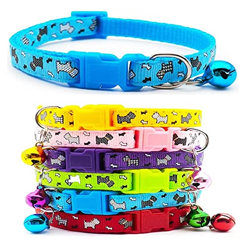 Doggie Style Store Halsband für kleine Hunde und Katzen, Nylon, mit Glöckchen, verstellbar, Schnellverschluss-Clip, Blau von Doggie Style Store