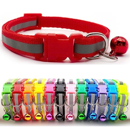 Doggie Style Store Hundehalsband, reflektierend, reflektierend, Nylon, Glocke, verstellbar, Schnellverschluss, Rot von Doggie Style Store