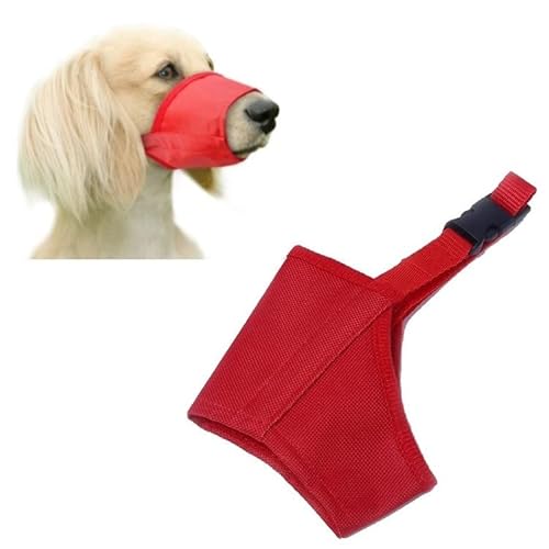 Doggie Style Store Maulkorb für Hunde, Welpen, aus weichem Nylon, 7 Größen, verstellbarer Kopfgurt, verhindert Kauen, Beißen, Stopp, Bellen, Mundschutz, Größe 3, Rot von Doggie Style Store