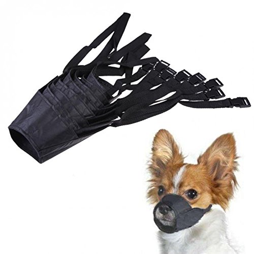 Doggie Style Store schwarzer weicher Maulkorb aus Nylon für Hunde, Welpen, gegen Bellen und Beißen, verstellbar, angenehme Schnauzenmaske von Doggie Style Store