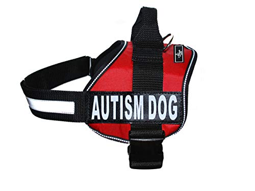 Autismus Nylon Vest Service Hund Harness. Kauf kommt mit 2 reflektierenden "Autismus Hund" Klettverschluss pathces. Bitte Messen Sie Ihren Hund vor Bestellung, Girth 19-25", rot von Doggie Stylz