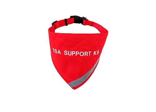ESA Bandana mit reflektierenden Streifen für die Sicherheit bei Nacht Mit integriertem passendem Halsband, vier Farben (XS bis L) (Halsumfang 20.3–30.5 cm, Rot) von Doggie Stylz