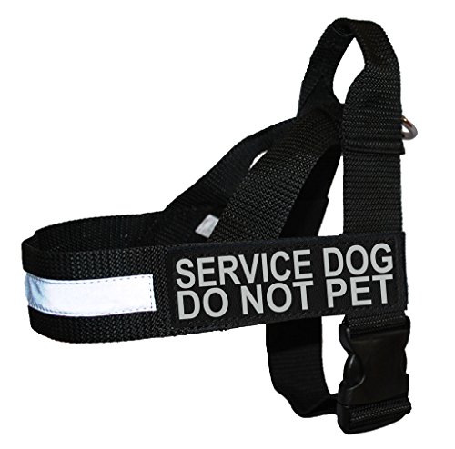 Service Dog Do Not Pet Nylon-Geschirr, kein Ziehen, IDC-Hilfe. Kommt mit 2 reflektierenden Service-Dog-Nicht Haustier-abnehmbaren Flicken. Bitte messen Sie Ihren Hund vor der Bestellung. von Doggie von Doggie Stylz