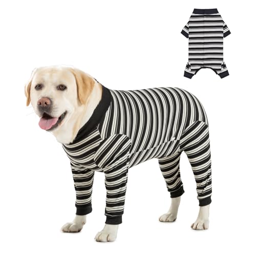 DoggieKit Chirurgischer Genesungsanzug für Hunde nach Operationen, Haustier Anti Lecken Chirurgie Anzug, Pet Surgical Suit Bodysuit für Kleine Mittlere Hunde,Wundschutz (Schwarz, XXL) von DoggieKit