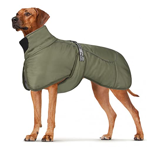 DoggieKit Hundemäntel Wasserdicht Winddicht Warm Winter Sicher mit Gewinde Reflektierende Streifen Jacke für Mittelgroße Große Hunde mit Geschirrloch für Welpen Haustiere Kaltes Wetter Kleidung Weste von DoggieKit