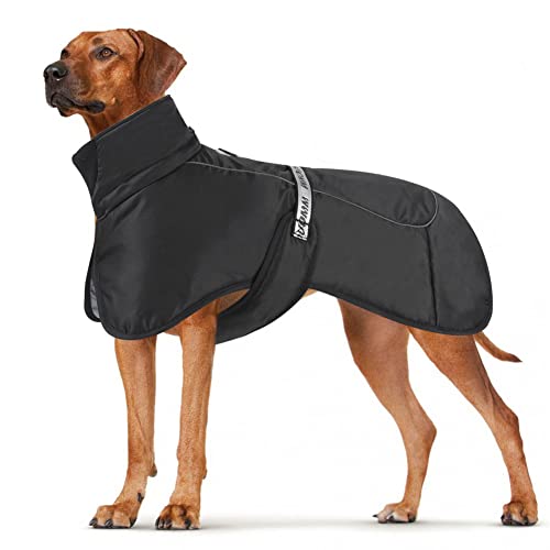 DoggieKit Hundemäntel Wasserdicht Winddicht Warm Winter Sicher mit Gewinde Reflektierende Streifen Jacke für Mittelgroße Große Hunde mit Geschirrloch für Welpen Haustiere Kaltes Wetter Kleidung Weste von DoggieKit