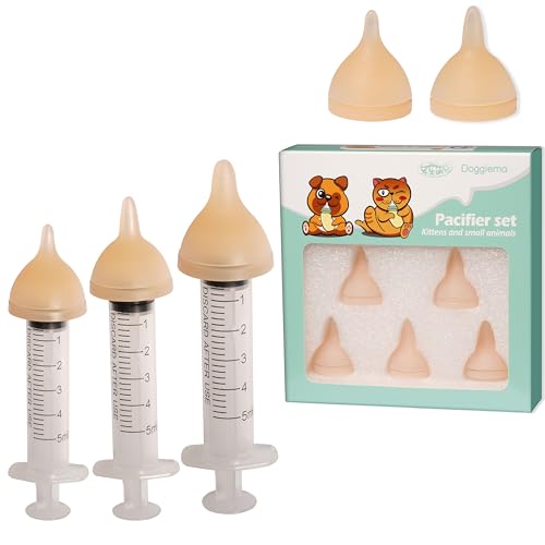 Doggiema Aufzuchtflasche Katzen Silikon Nippel mit Spritze für Neugeborene Kätzchen, Welpen, Eichhörnchen Haustier nippel von Doggiema