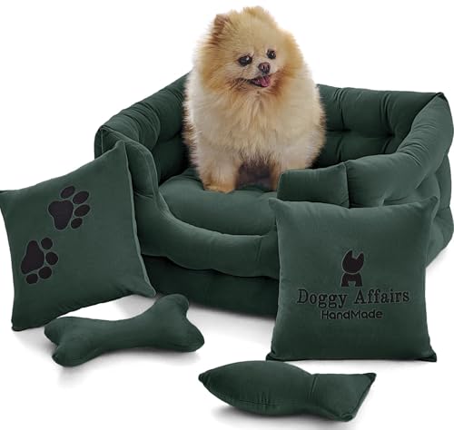 Doggy Affairs HandMade Luxuriöse Hundebetten für kleine Hunde und Katzen, extra kleines Hundebett mit abnehmbarem waschbarem Bezug, ausgefallenes Haustierbett, Premium-Hunde-Couch-Bett, rutschfestes Doggy Affairs HandMade Luxuriöse Hundebetten für kleine Hunde und Katzen, extra kleines Hundebett mit abnehmbarem waschbarem Bezug, ausgefallenes Haustierbett, Premium-Hunde-Couch-Bett, rutschfestes von Doggy Affairs HandMade