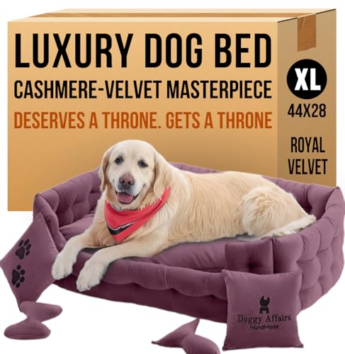 Doggy Affairs HandMade Luxuriöses Hundebett, Jumbo-Größe, mit abnehmbarem, waschbarem Bezug, hochwertiges großes Hundebett, Sofa-Stil, ausgefallene Hunde-Couch-Bett, rutschfestes Haustier-Sofabett für von Doggy Affairs HandMade