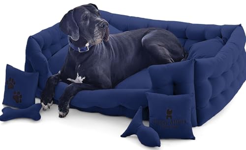 Doggy Affairs HandMade Luxuriöses Hundebett, Jumbo-Größe, mit abnehmbarem, waschbarem Bezug, hochwertiges großes Hundebett, Sofa-Stil, ausgefallene Hunde-Couch-Bett, rutschfestes Haustier-Sofabett für Doggy Affairs HandMade Luxuriöses Hundebett, Jumbo-Größe, mit abnehmbarem, waschbarem Bezug, hochwertiges großes Hundebett, Sofa-Stil, ausgefallene Hunde-Couch-Bett, rutschfestes Haustier-Sofabett für von Doggy Affairs HandMade