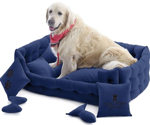 Doggy Affairs HandMade Luxuriöses Hundebett, Jumbo-Größe, mit abnehmbarem, waschbarem Bezug, hochwertiges großes Hundebett, Sofa-Stil, ausgefallene Hunde-Couch-Bett, rutschfestes Haustier-Sofabett für Doggy Affairs HandMade Luxuriöses Hundebett, Jumbo-Größe, mit abnehmbarem, waschbarem Bezug, hochwertiges großes Hundebett, Sofa-Stil, ausgefallene Hunde-Couch-Bett, rutschfestes Haustier-Sofabett für von Doggy Affairs HandMade