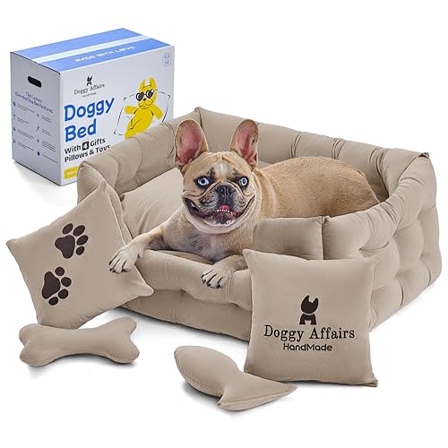 Doggy Affairs HandMade Luxuriöses Hundebett, mittelgroß, mit abnehmbarem, waschbarem Bezug, Premium-Hundebetten für mittelgroße Hunde, rutschfeste Haustier-Couch-Bett, Deluxe-Hundesofa von Doggy Affairs HandMade