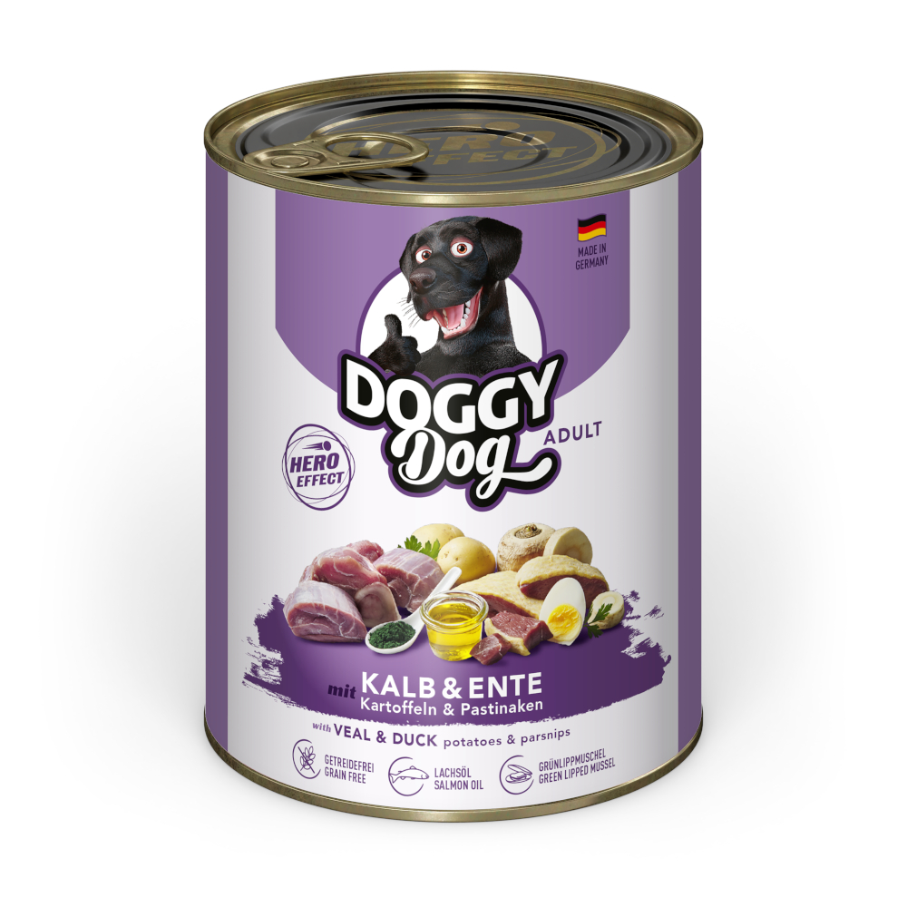 Sparpaket Doggy Dog Adult 24 x 800 g - Kalb & Ente Sparpaket Doggy Dog Adult 24 x 800 g - Kalb & Ente von Doggy Dog