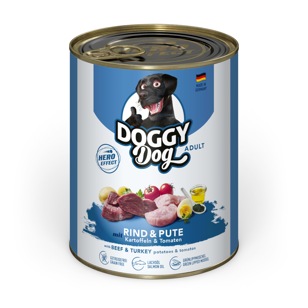 Sparpaket Doggy Dog Adult 24 x 800 g - Rind & Pute Sparpaket Doggy Dog Adult 24 x 800 g - Rind & Pute von Doggy Dog