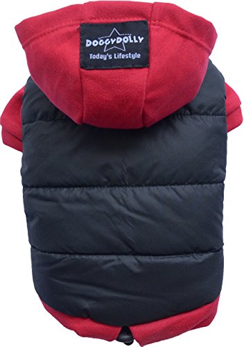Doggy Dolly FP-W110-M Mops & Französische Bulldogge Hundemantel & Hundepullover, schwarz-rot, M von Doggy Dolly