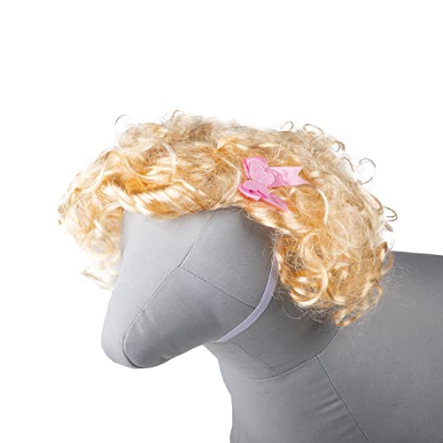 Doggy Parton Blonde Bombshell Perücke Kopfbedeckung für Haustiere, Gelb, Größe M/L (22120704) von Doggy Parton